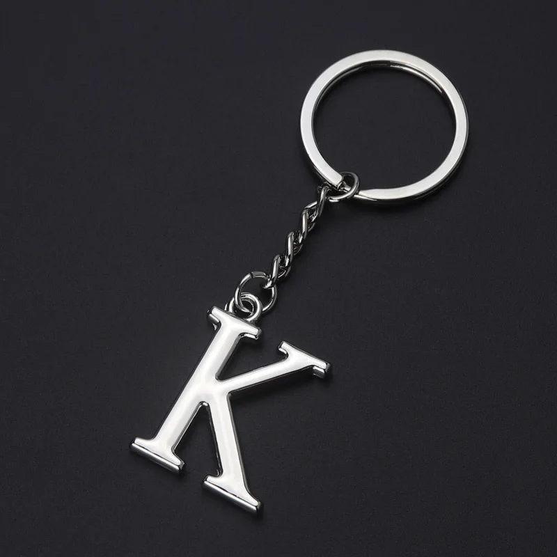 Wholesale 26 English Capital Letters Keychain Stainless Steel 18K Gold Plated Jewelry Key Ring Pendant