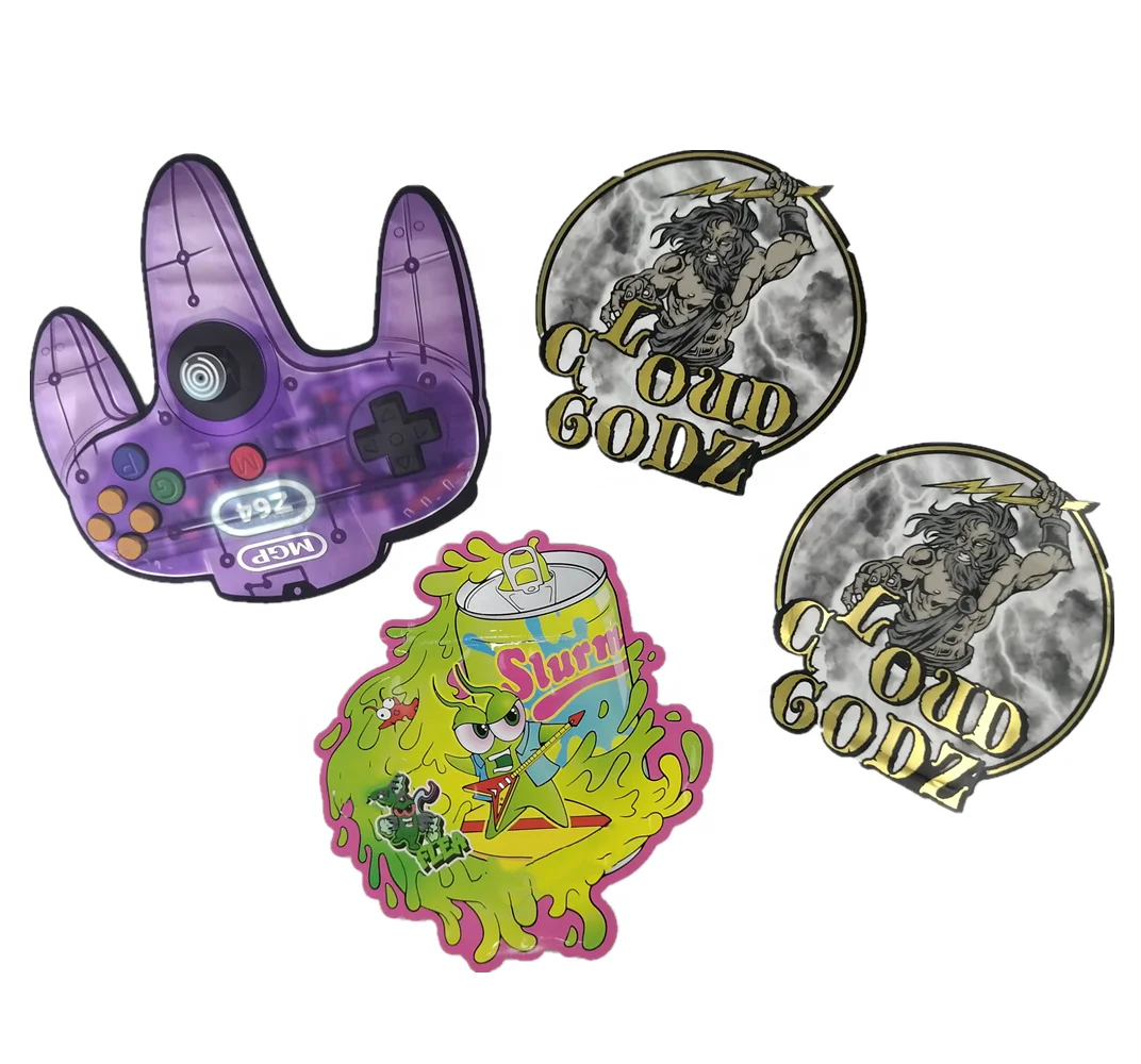 Soft Touch Custom Die Cut Irregular Shape Smell Proof Ziplock Round Circle Special Shaped Holographic Mylar 3.5g Packs Bags