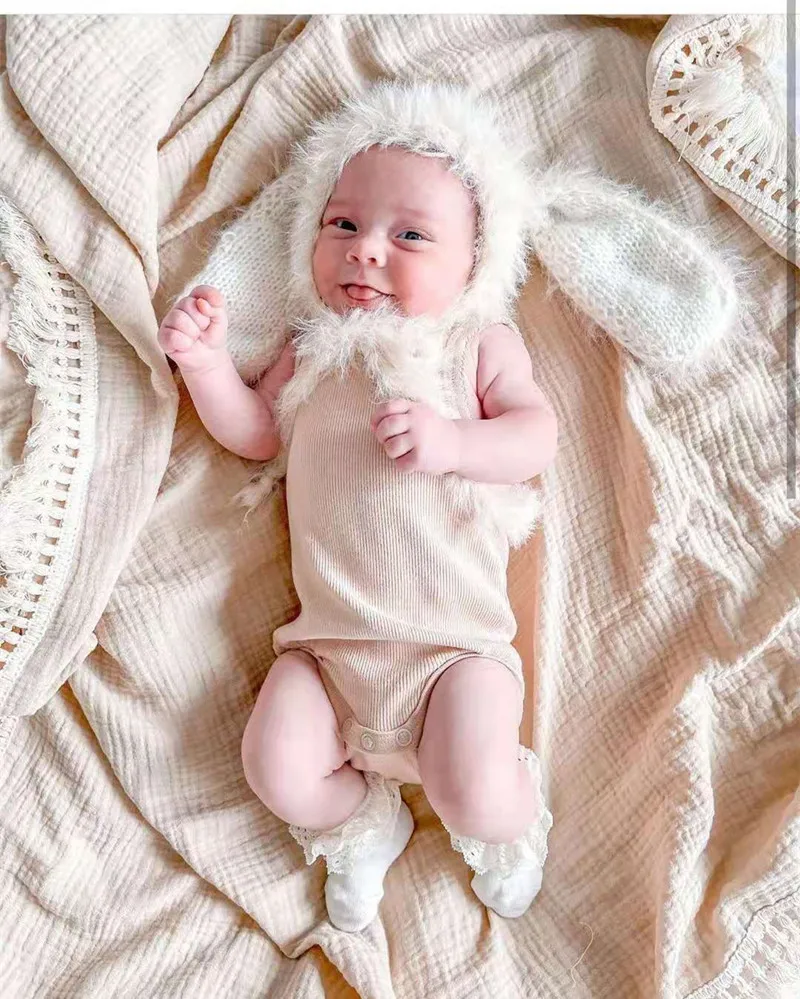 Newborn Infant Toddler Boys Girls Tassel Muslin 100% Cotton Embroidery Wraps Swaddle Bedding Baby Blanket