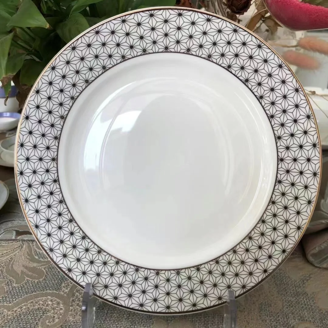 Factory Price Customized Design Ceramic Tableware  Round Plates Dinner Bowls Dinnerware Sets White Porcelain