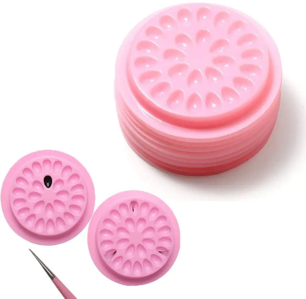 Wholesale Eyelash Glue Holder False Eyelashes Plastic Glue Pads Pink Eyelash Extension Glue Holder Pallet Pads