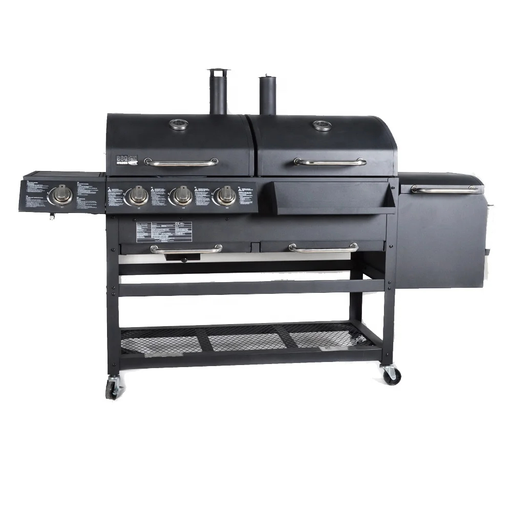 Gas BBQ Grill Heavy Duty Gas And Charcoal Combo Barbeque Gas Grill