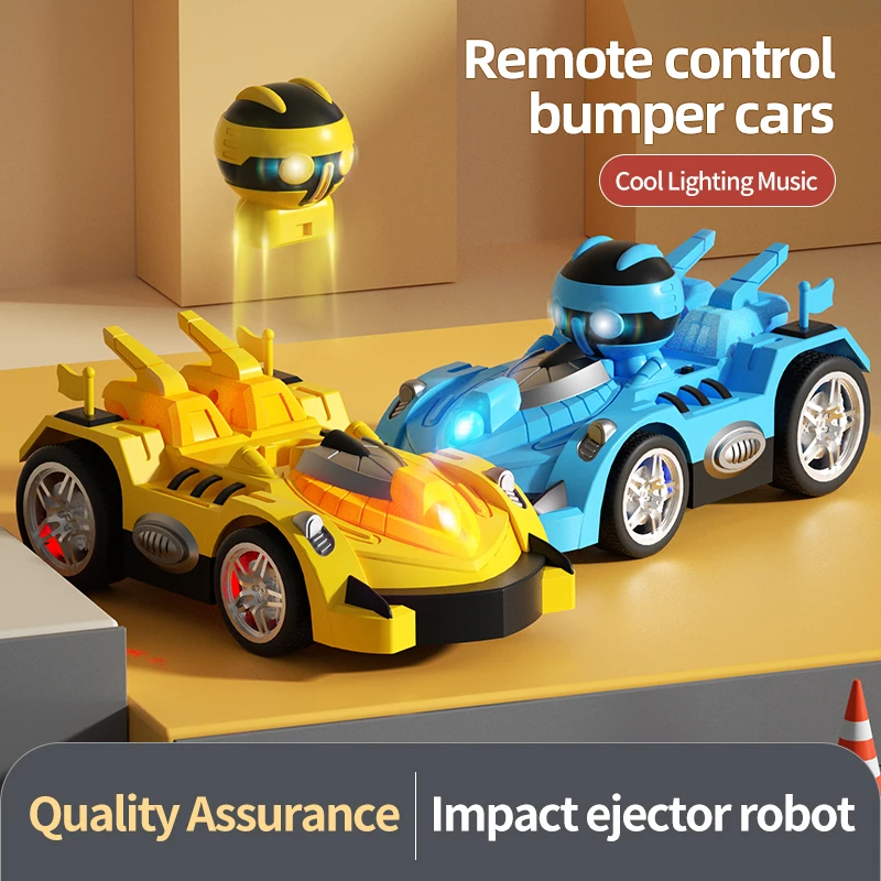 Cartoon remote control catapult bumper car battle racing Karting car vehicle With Lights Music Bump and go ahead Electric car