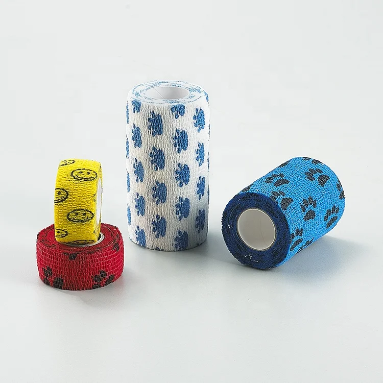 Manufacturer Free Sample Pet Wrap Printed Flexible Elastic Vet Wrap Hoof Cohesive Tape Bandage
