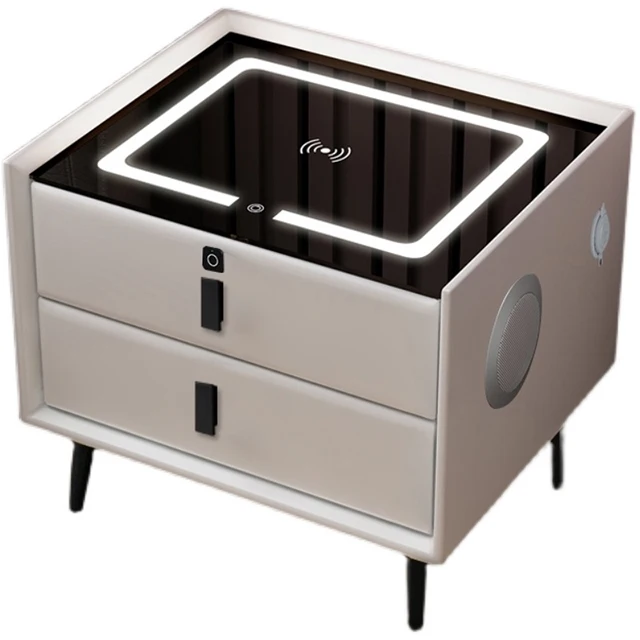 Modern Solid Wood Leather Nightstand Bedroom Furniture Night Stand Bed Room Furniture Home Furniture Modern Style Carton 1 Set