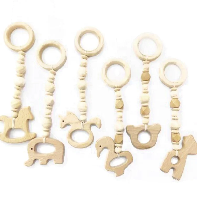 
Hot Selling Plain Portable Safety Material Home Crib Gym Activity Cute No Frame Wooden Baby Hanging Toys 