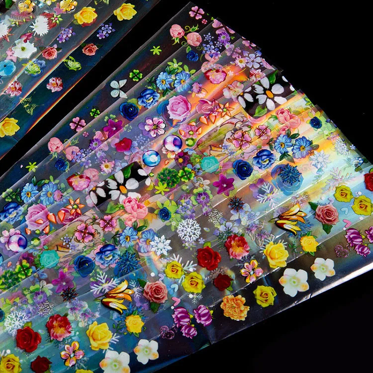 
Hot Sale DIY Manicure Designs Manicure Shining Flower 3D Tips 16Pcs/Set Nail Art Sticker 