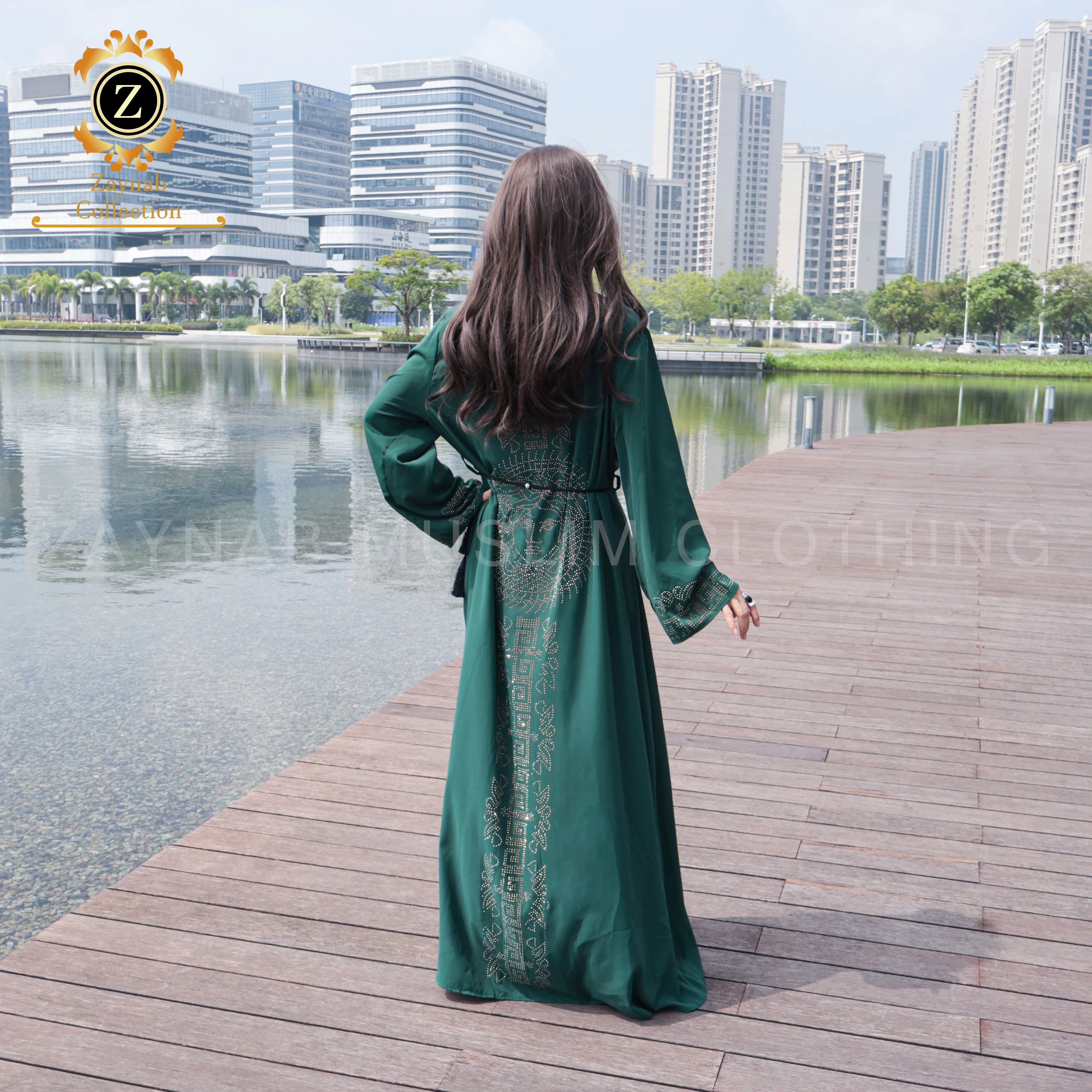 Zaynab Zipper Hoodie Abaya Dress  Wholesale Abayas Ramadan Saudi Arabian Women Muslim Dress Dubai Modest Zipper Hoodie Abaya