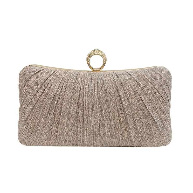 Designer Pleated Polyester square Ladies Wedding Clutch Bags