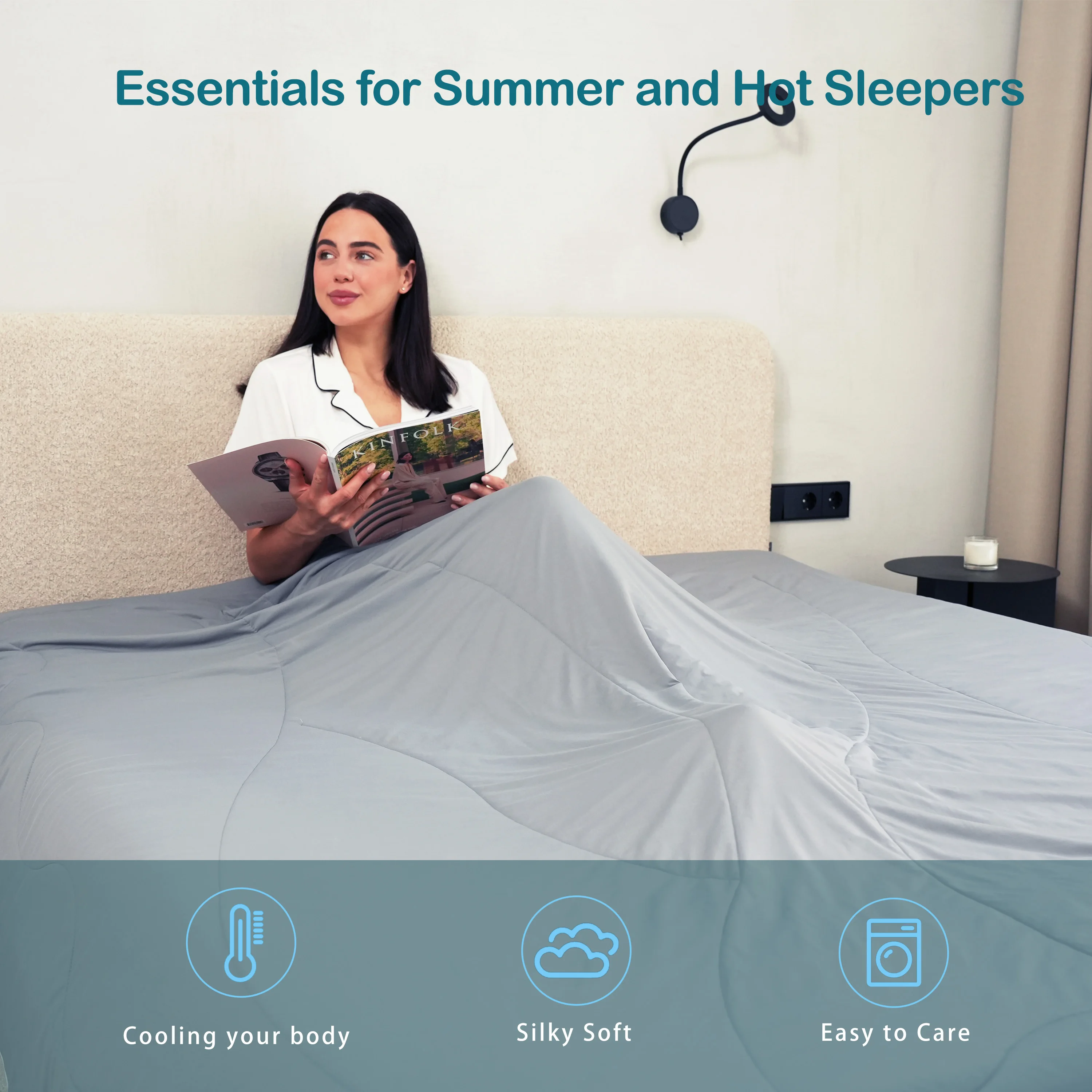 Cooling Comforter Queen Size,Q-Max > 0.45 Arc-Chill Cooling Fiber, Lightweight Cool Blanket for Hot Sleepers and Night Sweats