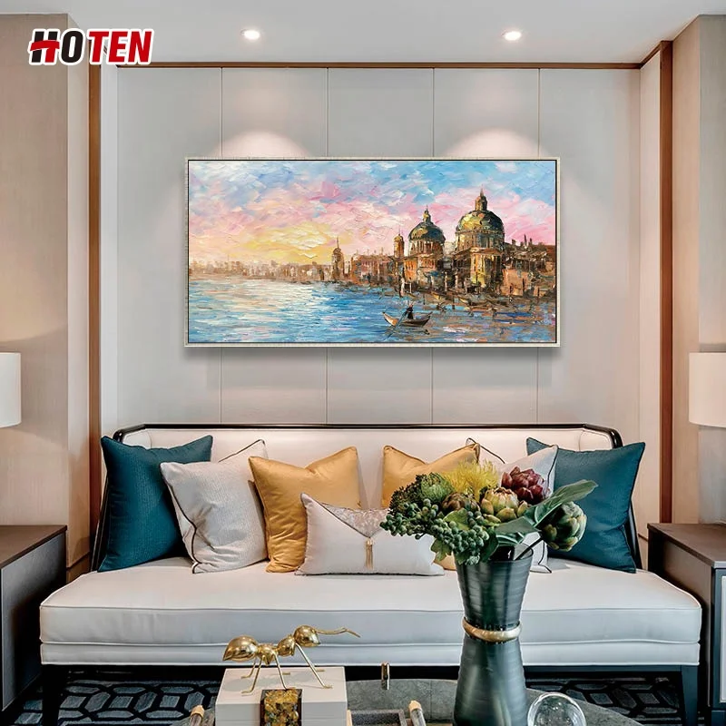 Venice retro handmade painting in landscape painting rosy clouds