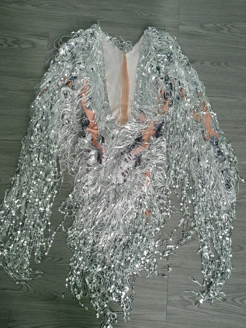 Monos Photoshoot Rhinestone Sequins Fringes One Piece Short Jumpsuit Women Show Club Party Playsuits Stage Dancer Bodysuits