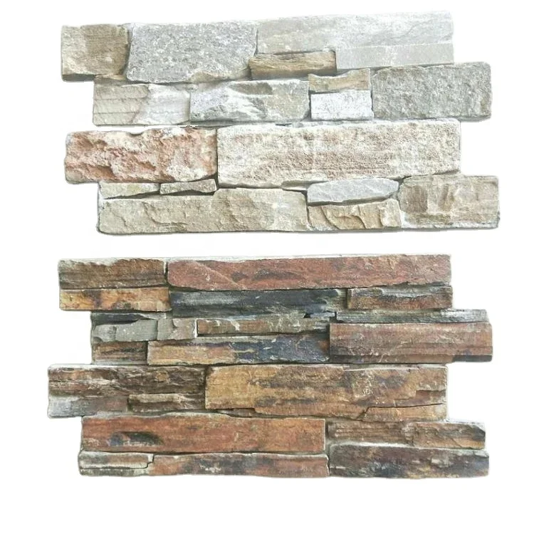 Landscaping Yellow Slate Rock Natural Wall Stone Panel With Cement