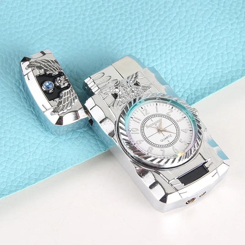 multifunctional Fashion Watch Lighters Cigarette Custom Wholesale Windproof Clock Men Metal Cigar Lighter with Watch