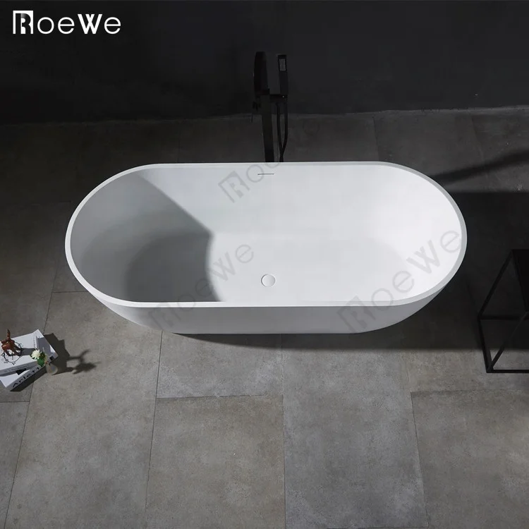 180cm large artificial marble oval shape cast stone resin bath tub luxury bathroom shower free standing solid surface bathtub