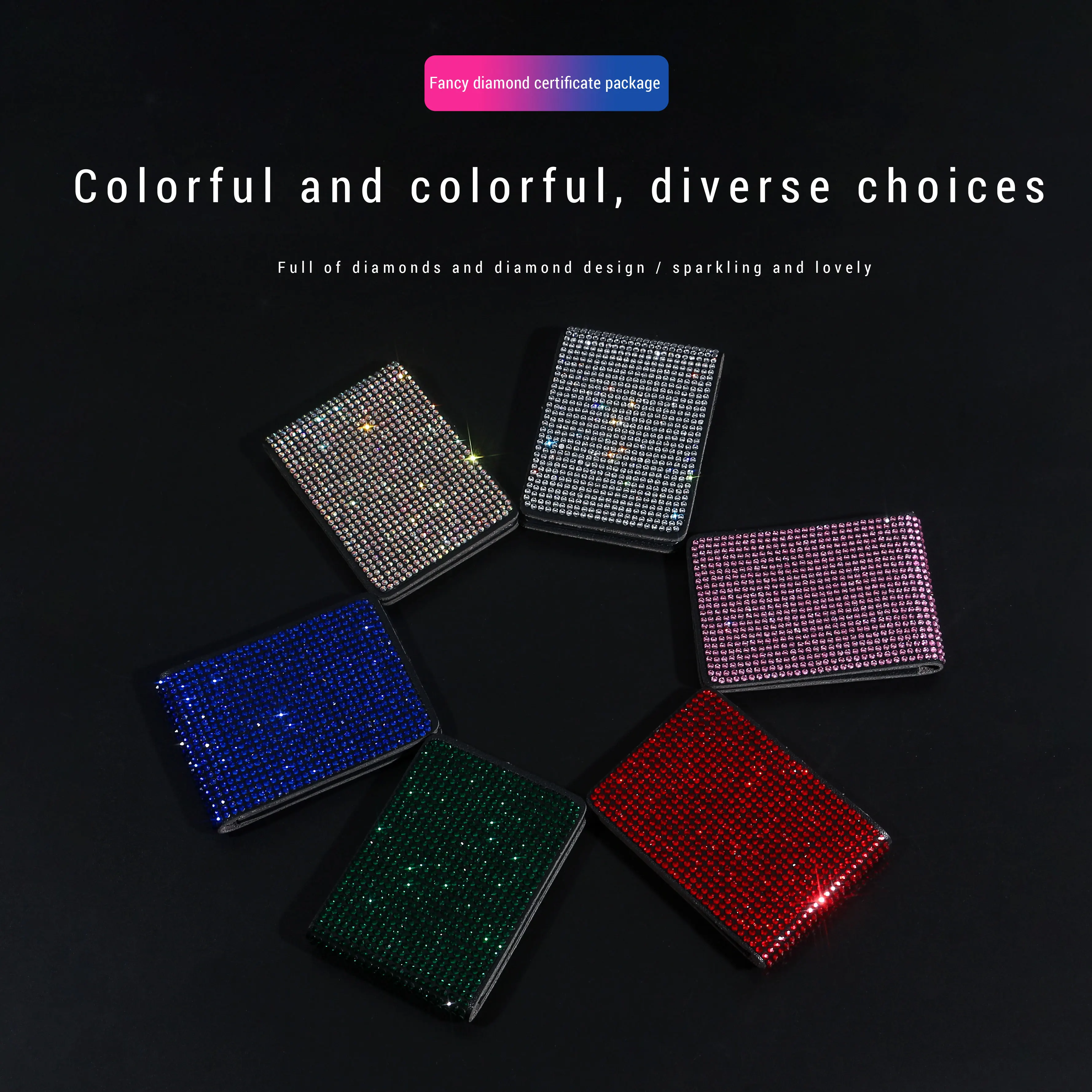 Diamond Leather Car Driving Documents Auto Driver License Credit Card Bag Case Car Storage Car Accessories Interior Woman Girls
