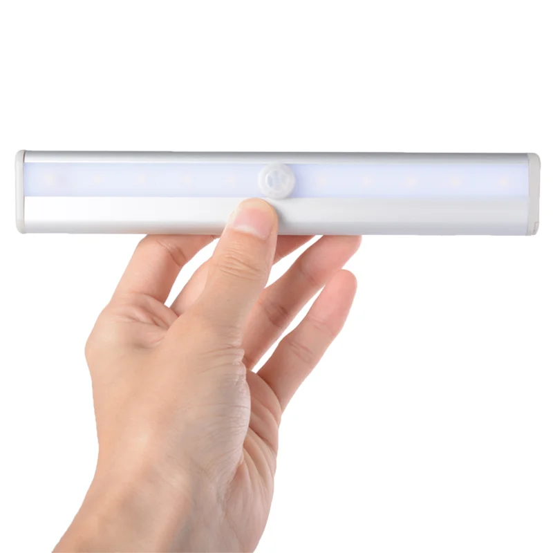 10LEDs Motion Sensor Under Cabinet Lights Battery Operated Stairway Corridor Wardrobe Kitchen Lighting