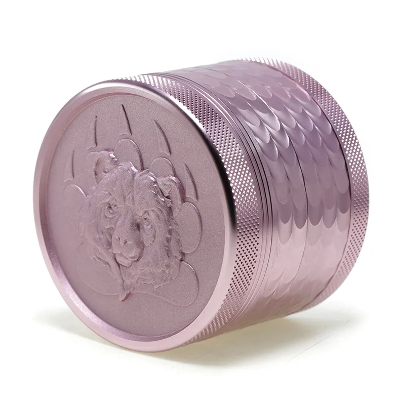 CNC bear relief cigarette grinder 63MM four layer animal pattern teddy bear aluminum grinder Herb grinder