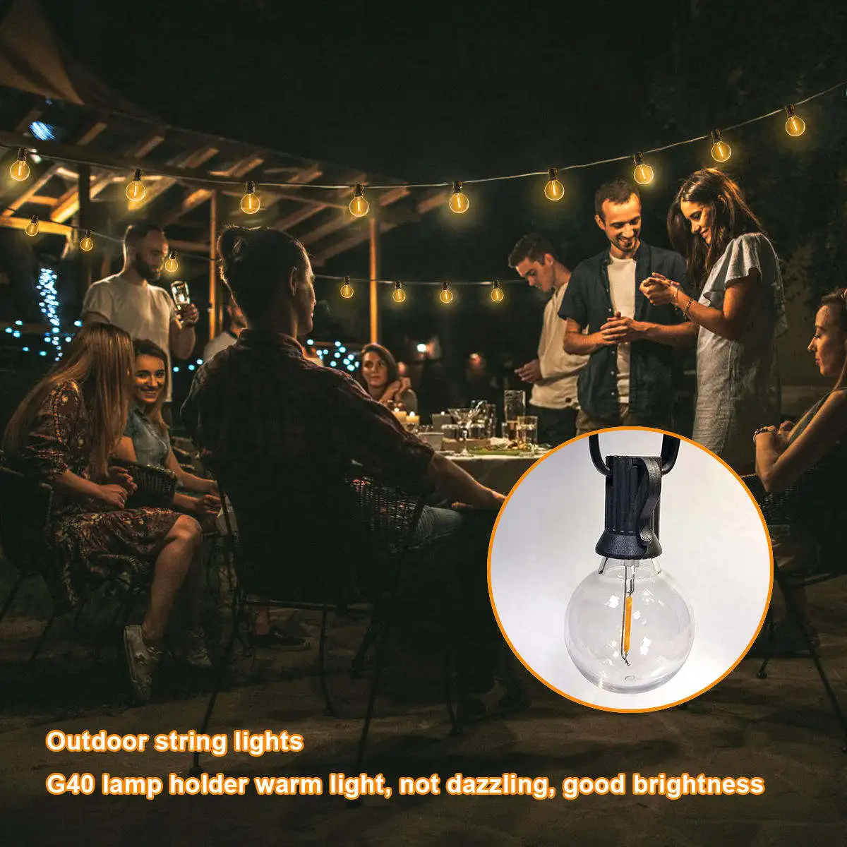 Waterproof 20 Led String Light Outdoor Fairy Lights Garland G40Bulbs Garden Patio Wedding Christmas  Light Chain