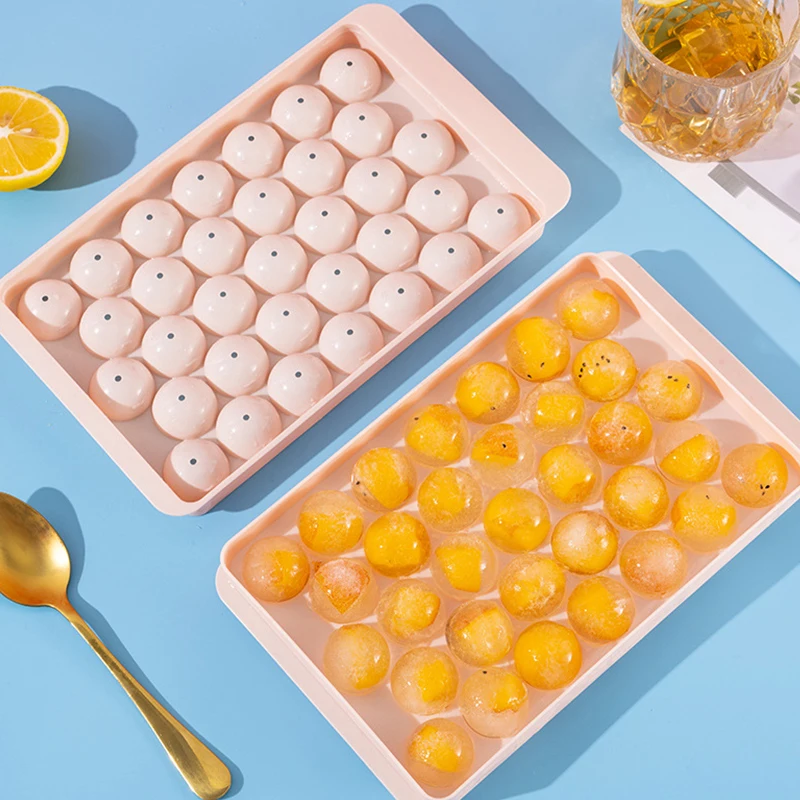 Custom Portable Stackable Ice Ball Maker Plastic Fruit Thin Ice Cube Tray Molds With Lid
