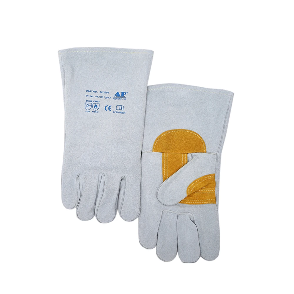 Мужские огнестойкие сварочные перчатки Ally Protect, 14 дюймов, кожаные перчатки, термостойкие сварочные перчатки