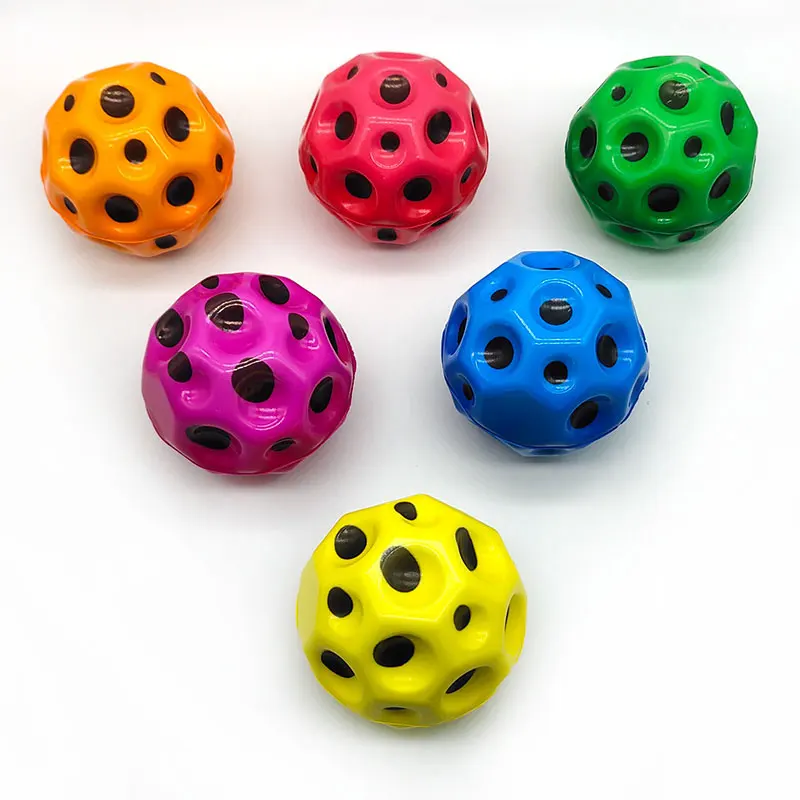 Wholesale PU Foam Ball Color Multi-hole Coral Sports Anti Stress Ball Squeeze Toy Moon High Bouncing Ball for Kids