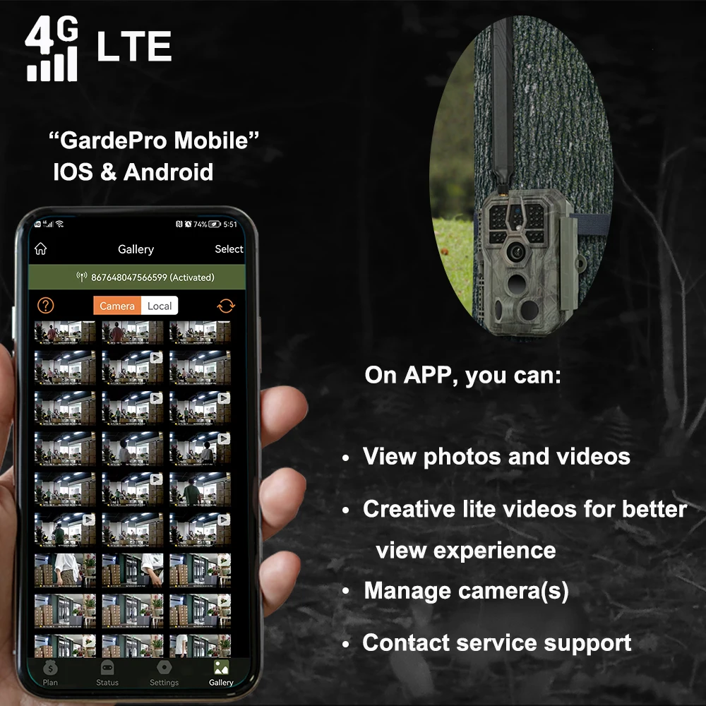 Беспроводная охотничья камера GardePro X50 сетевая ловушка для фотоловушки LTE 4G 32 МП ИК светодиодная