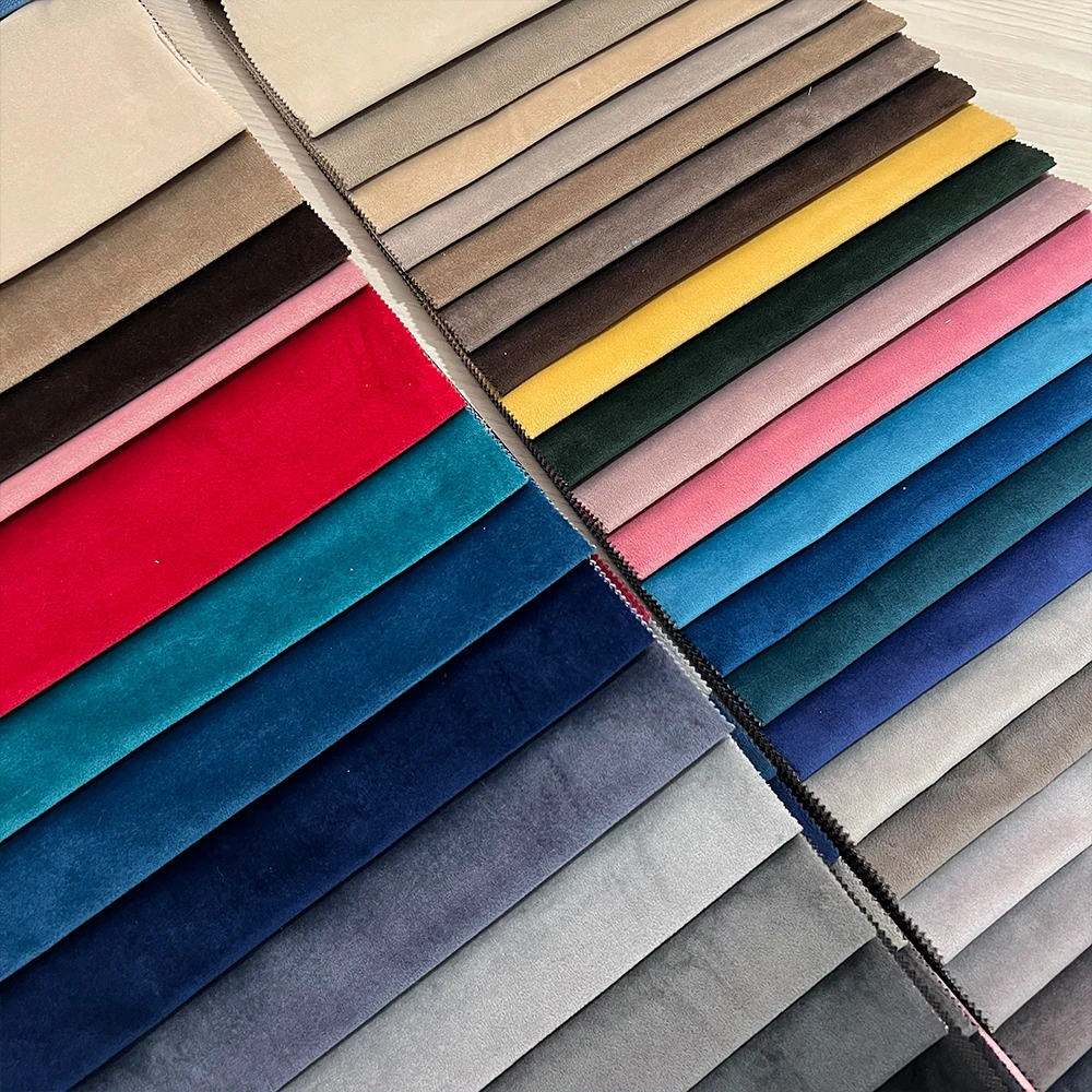 For Sofa Fabric High Quality Holland Velvet Face with Nonwoven or Fleece Backing Plain Multi Color Sofa Fabric