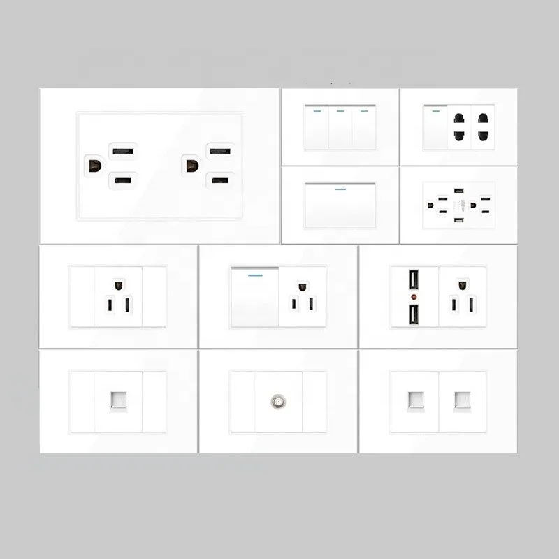 118 American Standard Japanese Canada Brazil Thailand Philippines Wall Switch Socket PC Panel 2 Gang 2 Way USB Socket