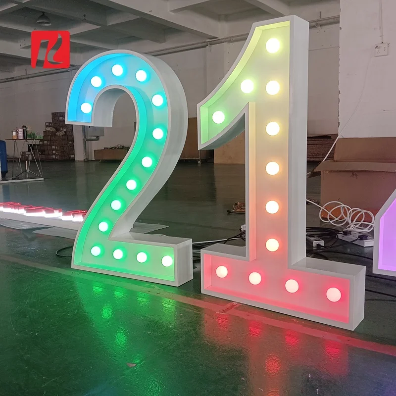 Kexian Custom Marquee Numbers Giant Led Light Up Marquee Letters Decorative Numbers 0-9 LED Bulb Light Number