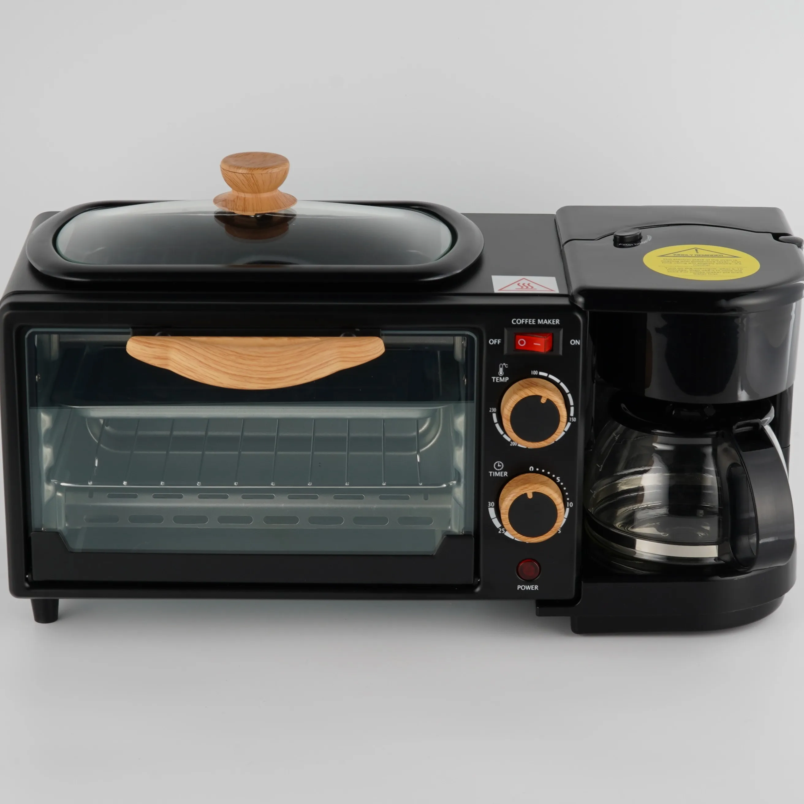 New design fashionable multifunctional 3 in 1 breakfast machine includes toaster oven,4-Cup Coffee Maker and Griddle