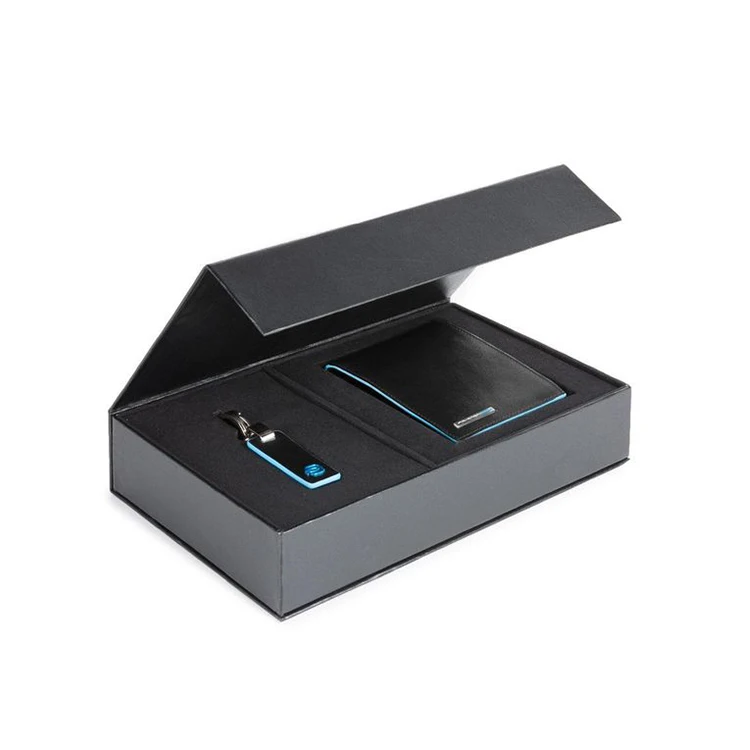 
Custom High-end luxury Black Cardboard Paper Packaging customized magnet Man Wallet Belt package shopping Gift Boxes for men 