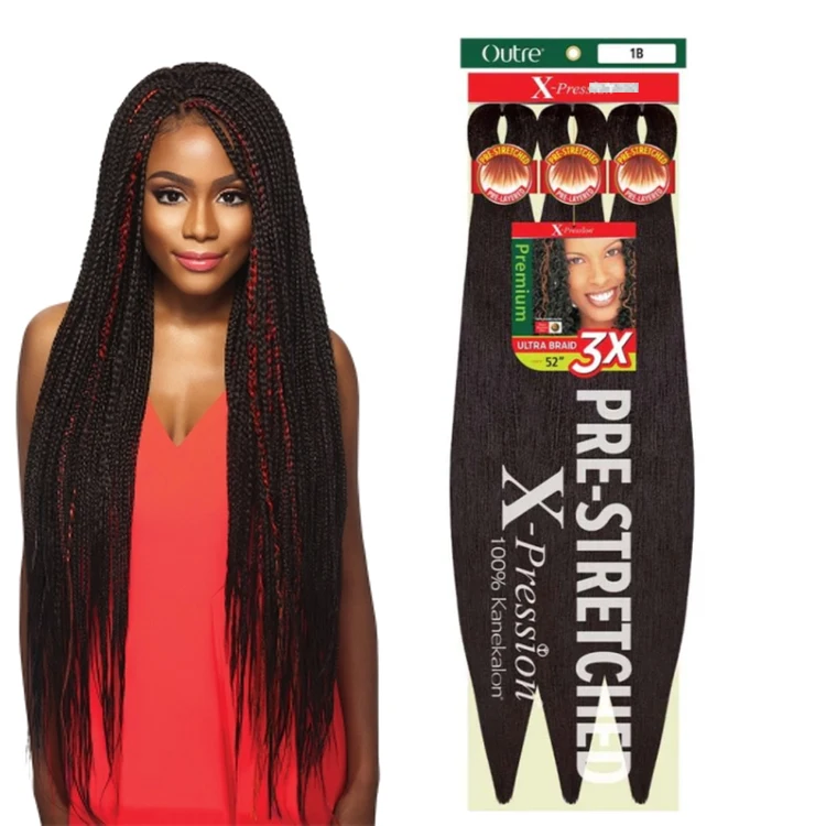 New color Pre Stretched Ez Braids X pression Synthetic 52inch  Pre stretched Easy Braiding Hair Extensions