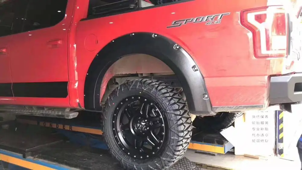 
2015-2017 Pocket Rivet Style Smooth Black wheel arch fender flare for Ford F150 