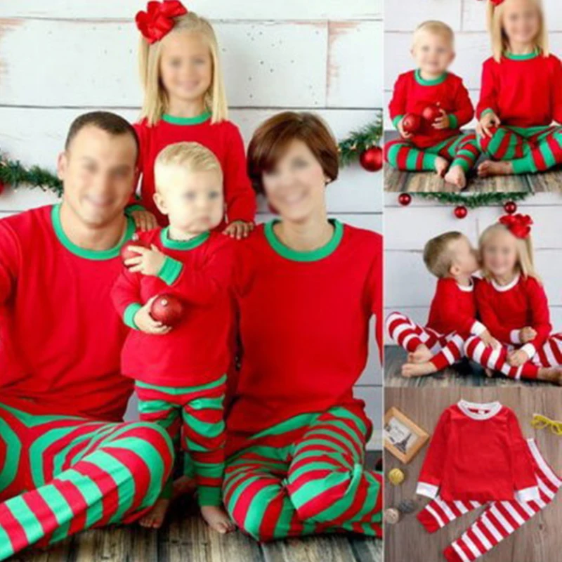 Дешевая Рождественская пижама из 2 предметов комплект одежды для сна на Рождество женское нижнее белье женская одежда подходящая Пижама семьи