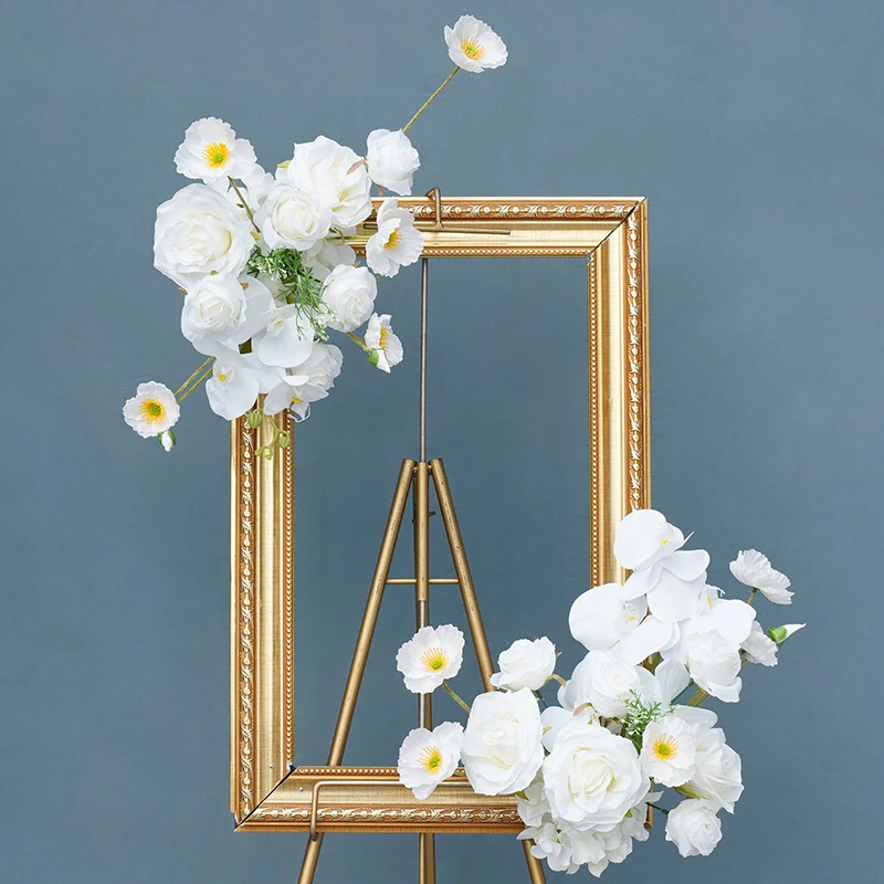 White Poppy Hydrangea Rose Orchid Wedding Table Centerpieces Ball Celebrations Event Welcome Sign Flower Arrangement Party Props