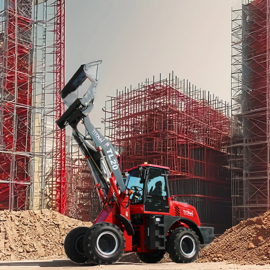 TITAN 2.0t Mini Farm Compact Shovel Loader Hydraulic Arm Used Front Loader Huade 4x4 Engine Pump Gearbox PLC Bucket Retail