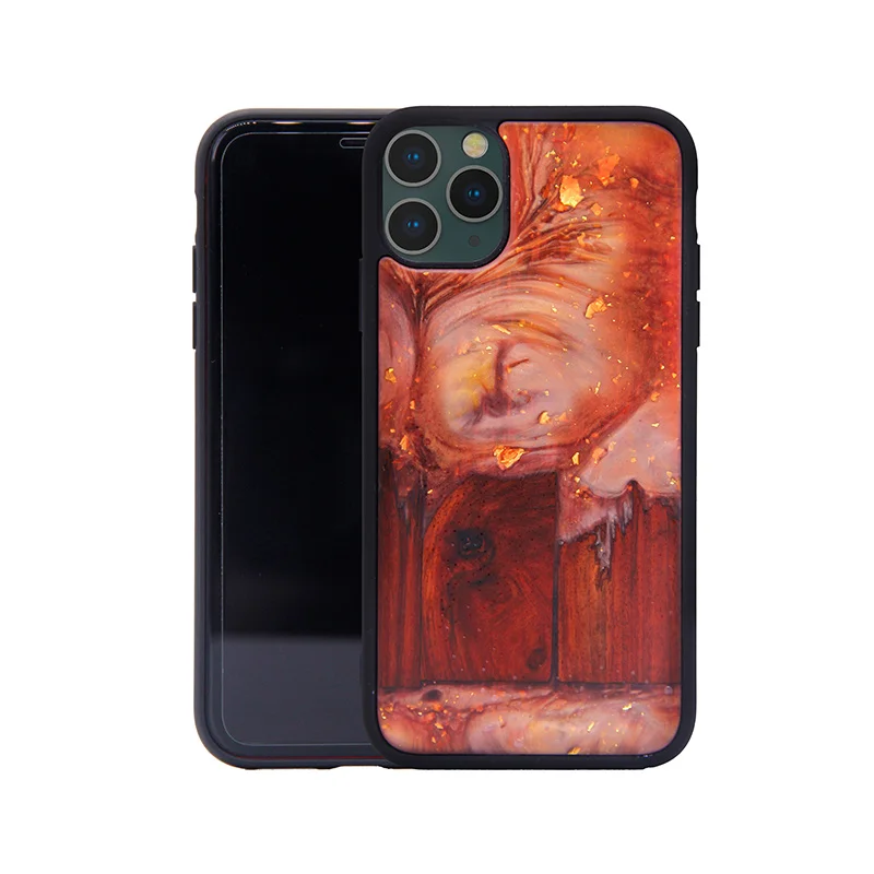 Sublimation 2 in 1 Unique New Arrival Eco-Friendly Wood and Resin Phone Case for Iphone 11 Pro Max