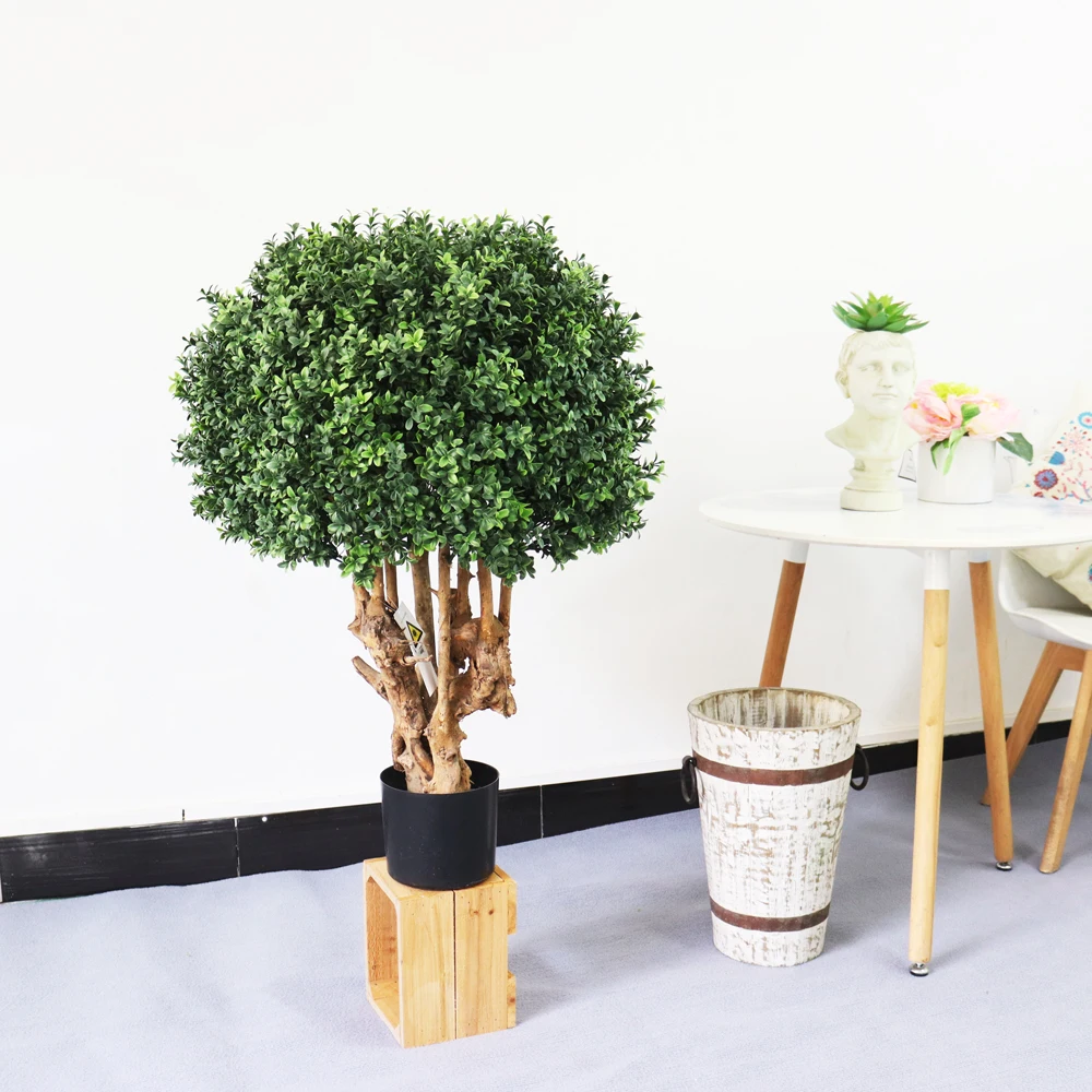 Decoration Simulation Simulation Plant Bonsai Artificial Green Plant Outdoor Uv Artificial Boxwood Topiary Ball Tree