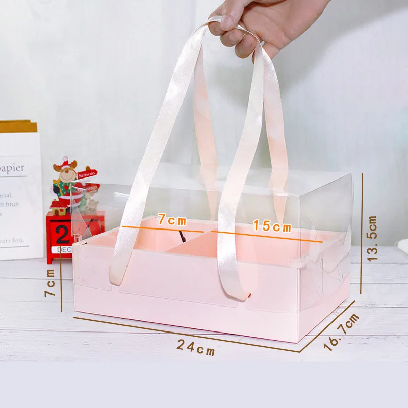 ZL Wholesale Eco Pink Red Luxury Cardboard Paper Wedding Gift Box Packaging With Ribbon And Clear Lid For Christmas New Year