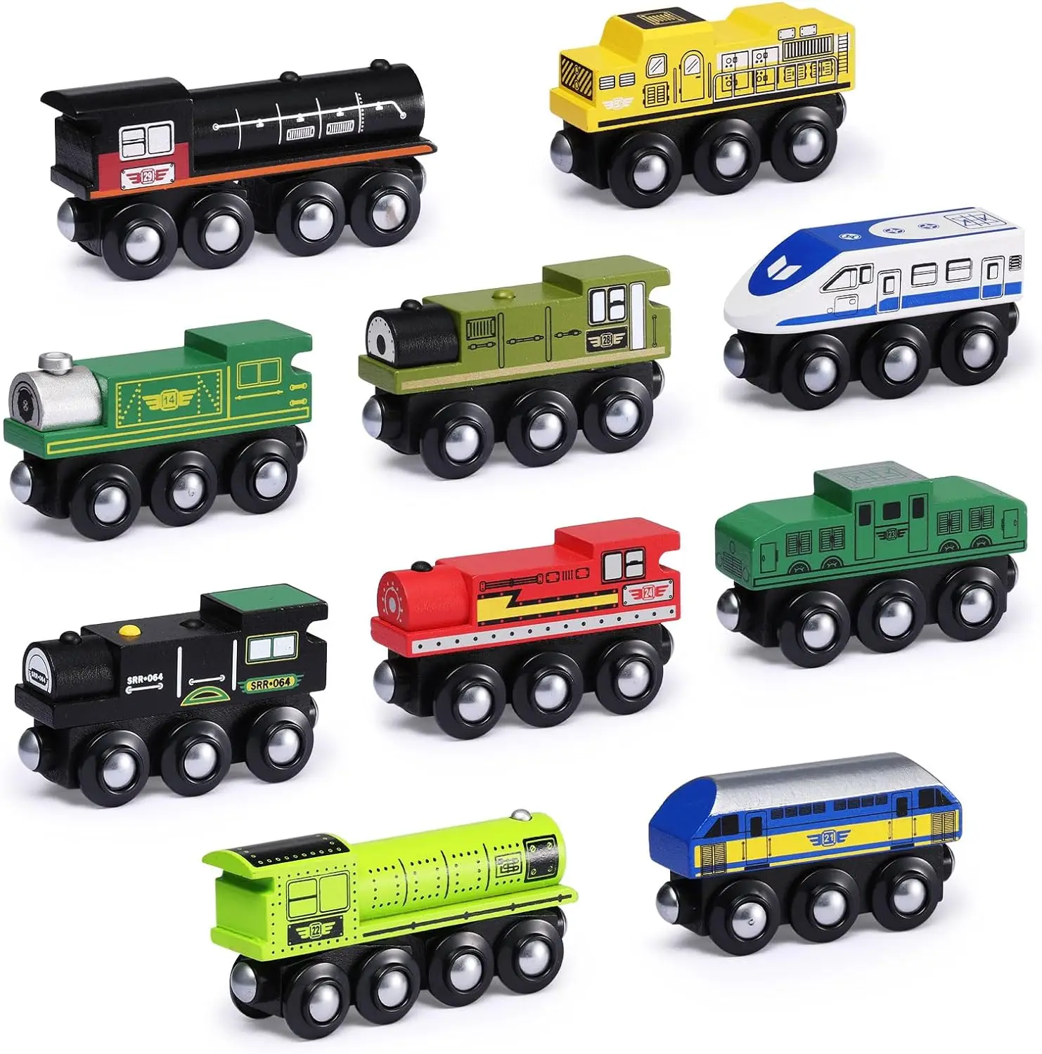 Wood Toy Train Set for Kids with Multiple Tracks Magnetic Toy Car Set Train Railway Toy Train Set for Kids with Multiple Tracks