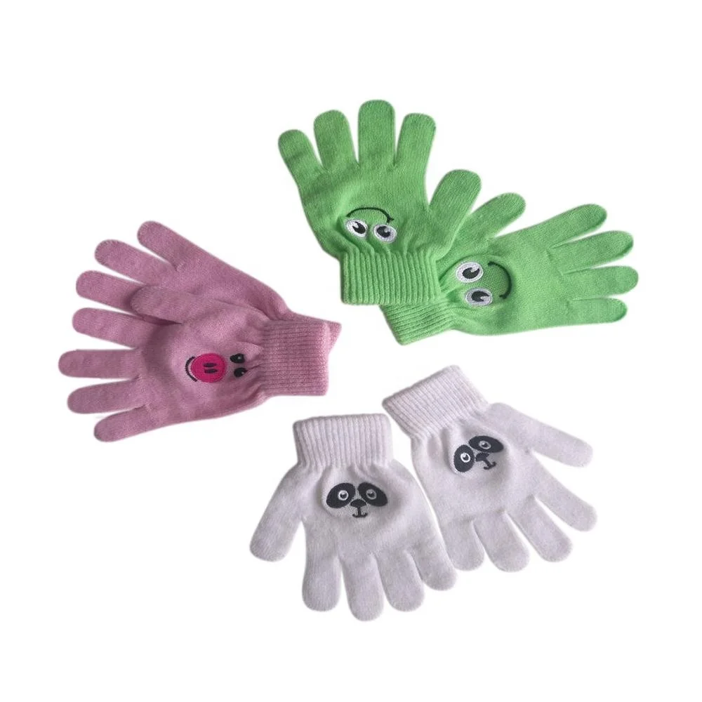 Дешевые детские вязаные перчатки пользовательские акриловые с вышитым