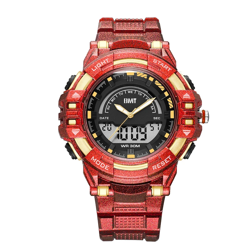 Wholesale good quality cheap fashion Lcd digital dual display watch sports waterproof 50m digital dual display watch for men