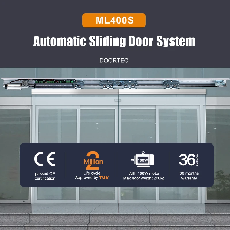 Сверхмощный автоматический механизм для оператора раздвижной двери Doortec ML400S цифровой контроллер щеточка питания двигатель постоянного тока