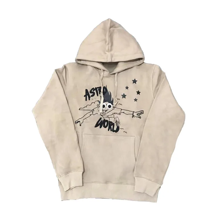 Wholesales Custom Splice Design Oem 3D Embroidery 100% Polyester Vintage Versized Cool Hip Hop Anime Cartoon Graffic Set Hoodie