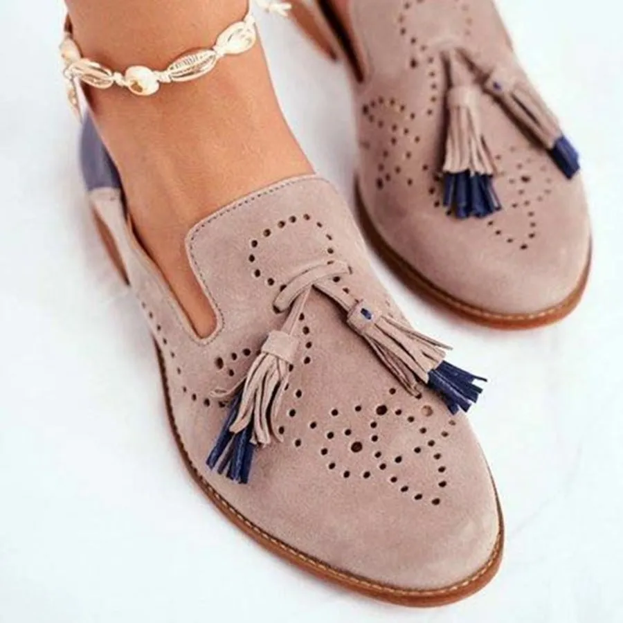  Round Head Carved Fringe Decoration Casual shoes Leather Brogues Shoes For