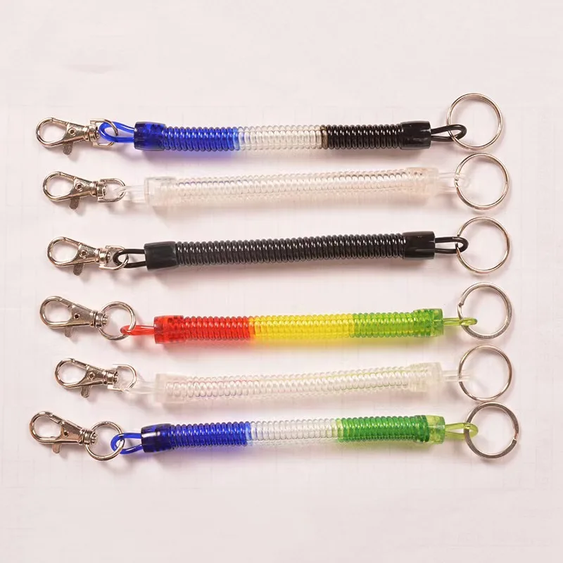 spiral spring coil keychain stretch cord key ring for keys wallet cellphone