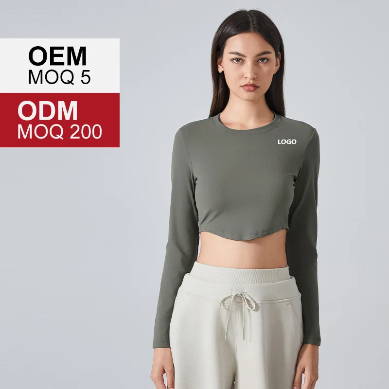 DAW193 Women Custom New Pullover Sexy Long Sleeve Crop Top Casual Streetwear White T-shirt Quick Dry Lightweight Adults