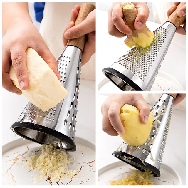 New Style 3 Sides Kichen Accessories Multi Function Kitchen Vegetable Fruit Grater  Stainless Steel Cheese Grater