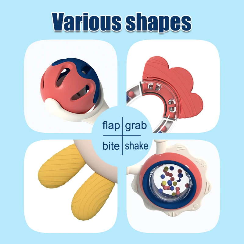 Alilo EN71 Animal Cartoon Customized Food Grade Sensory Rattle Toys BPA Free Baby Silicone Teether